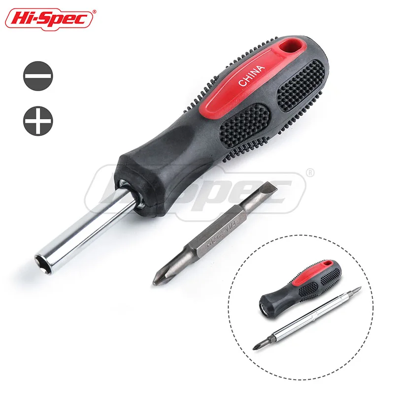 

TEKTER 4in1 Quick Change Screwdriver Bi-material Handle Slotted 6mm Phillips 6mm Nut Driver 1/4" 5/16" Mutifunction Screwdriver