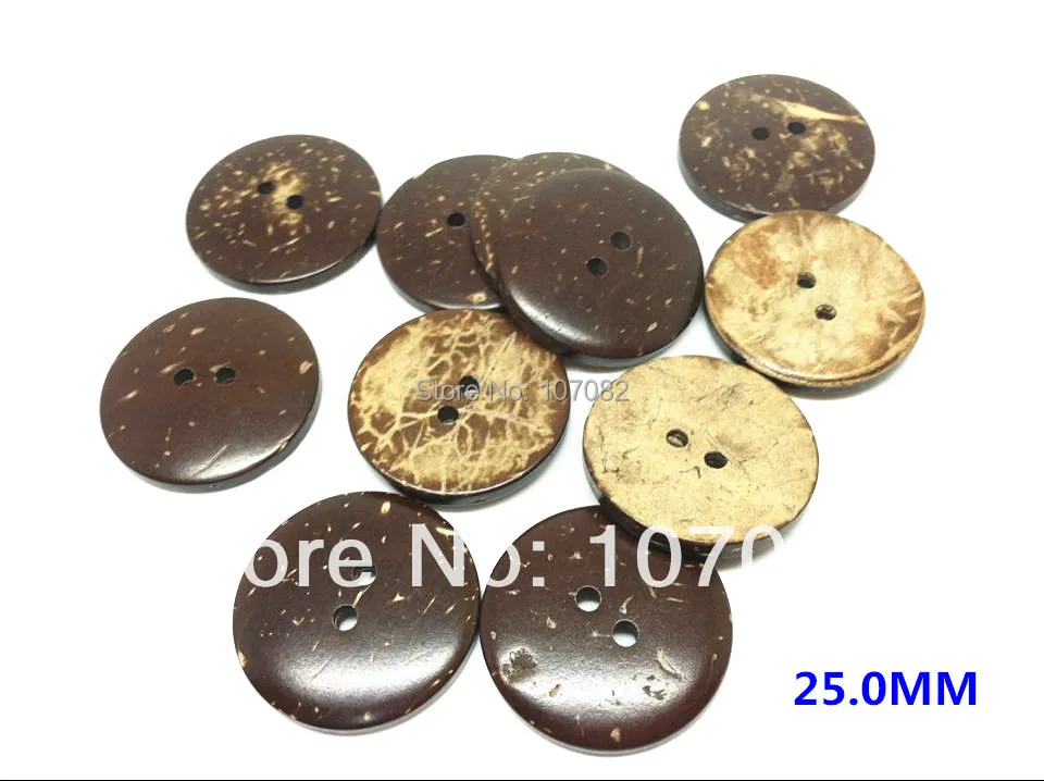 

500pcs/lot 25mm Brown Round Coconut Shell Buttons Sewing Button With 2 Holes Embellishments Scrapbooking
