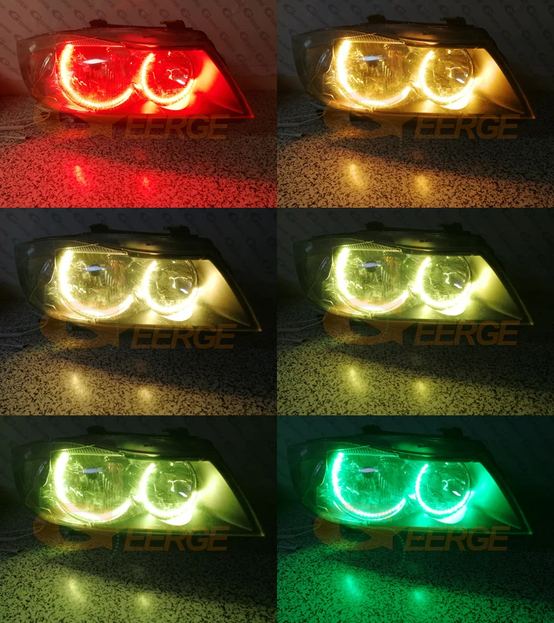 BMW 3 Series E90 E91 2005 2006 2007 2008 Halogen headlight RGB led angel eyes(5)