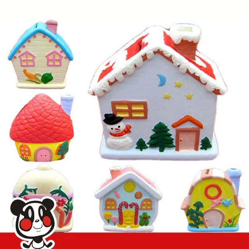 

House Ceramic Painted Color Ceramic Painted Plaster Doll Children Play House Toys Children's Educational Toys