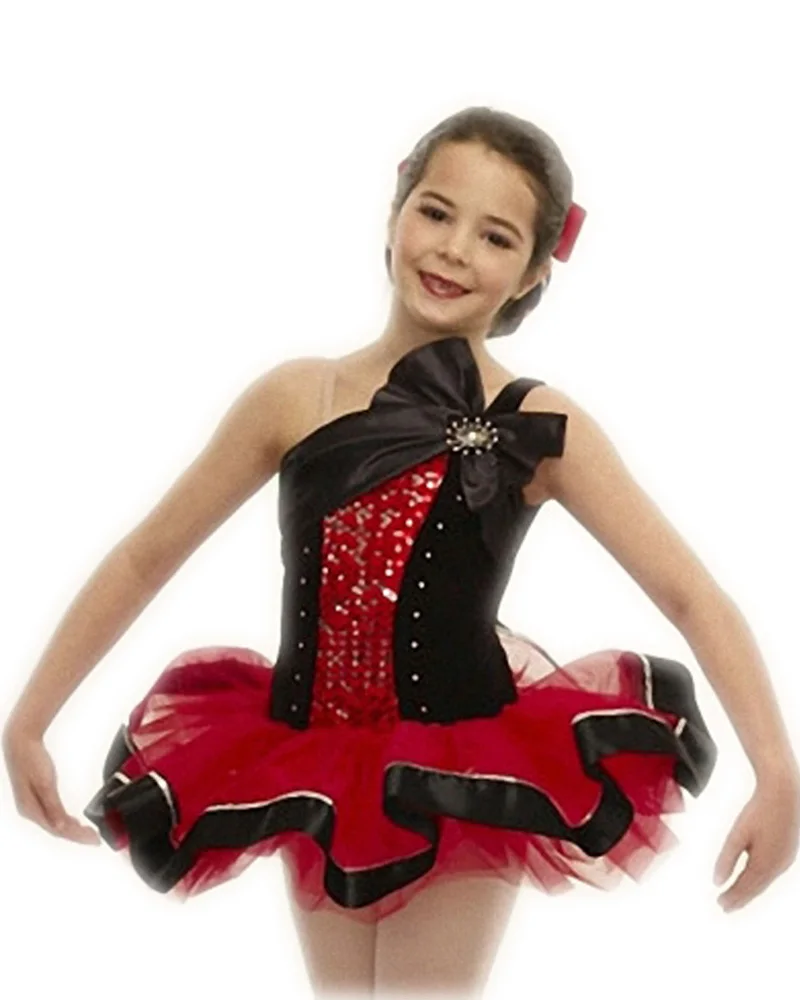 Ballet Dance Dress for Girls Red Sequins Professional Stage Costumes