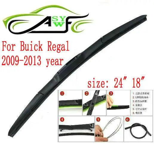 

Free shipping car wiper blade for Buick Regal Size 24" 18" Soft Rubber WindShield Wiper Blade 2pcs/PAIR deflector window