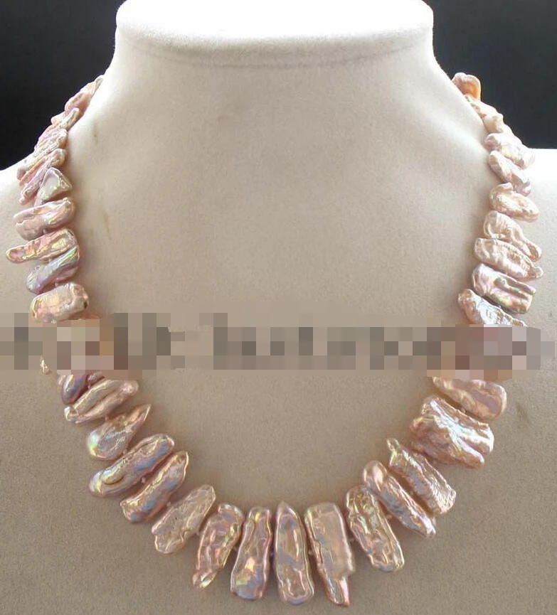

Jew3113 freshwater pearl purple biwa necklace 17