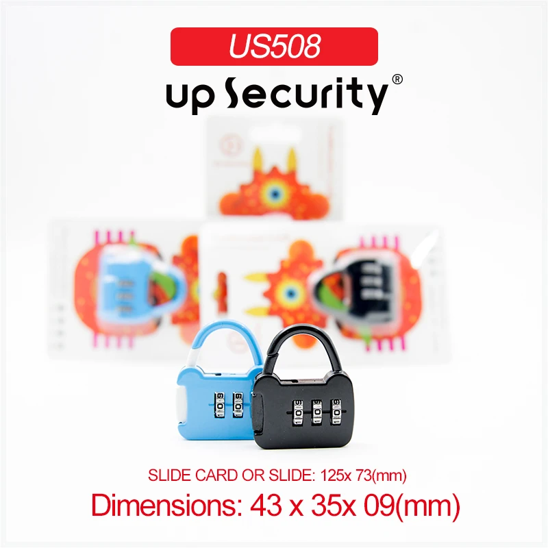 Bag shape combination lock 3 dial colorful bag zipper locks code number