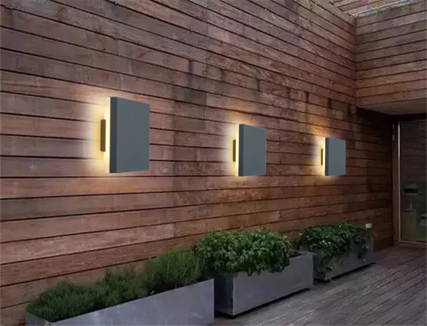 Externa à Prova Quadrada de Parede para Jardim Iluminação de Alumínio Luz de Led para Parede D'água Luminária Corredores Parede Externa Varanda Corredor Nr21 4 Cheap Luminárias de parede externas