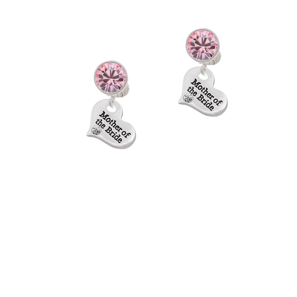 Small Mother of the Bride Heart Crystal Clip On Earrings (3)