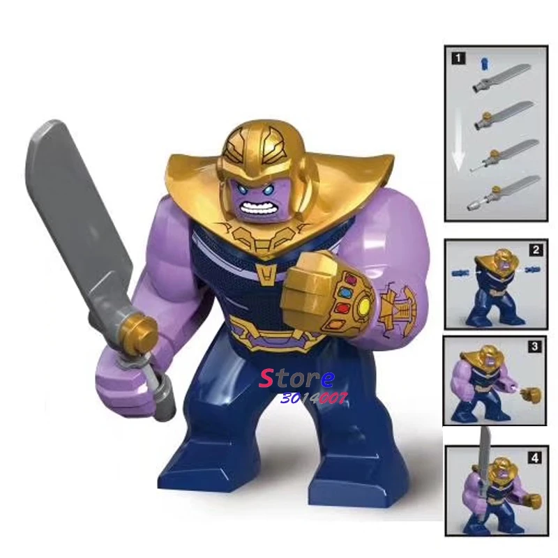 

Single Model Building Blocks Thanos Big Size Super Hero Bane Batman Venom Iron Man Hulk Figure construction Toys for children