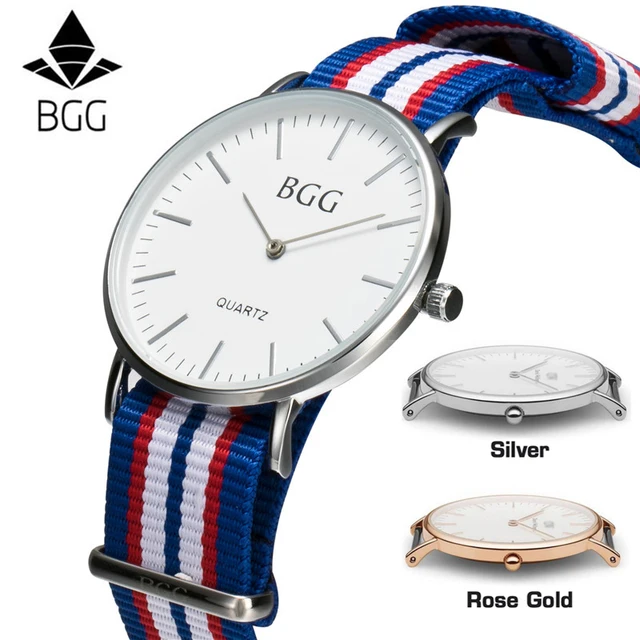 Classic Nylon Stripes Band Women Watch 2018 BGG Brand Simple Super Thin Design L Classic Nylon Stripes Band Women Watch 2018 BGG Brand Simple Super Thin Design L