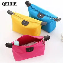 Candy color ladies cosmetic bag nylon waterproof beautician cosmetics shop brush travel organizer essential free shipping