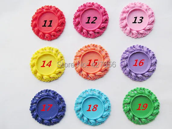 

10pcs Round Flatback (19 Colors) Resin Flower Frame Charm Finding,Filigree Border Base Setting Tray, for 25mm Cabochon/ Cameo