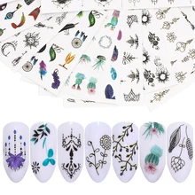 LEMOOC 45 шт./компл. наклейки для ногтей красочные водяные наклейки для ногтей переводные наклейки цветы бабочки смешанные украшения для ногтей