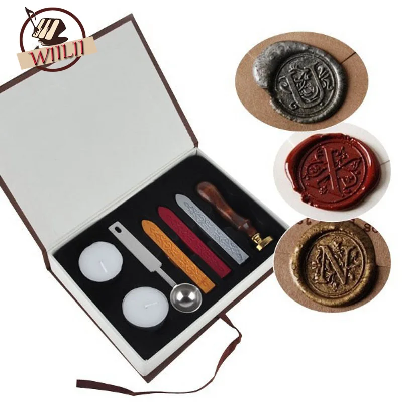 Initial Letter Vintage Alphabet Wax Badge Seal Stamp W Wax Kit Set Letter A Z Optional