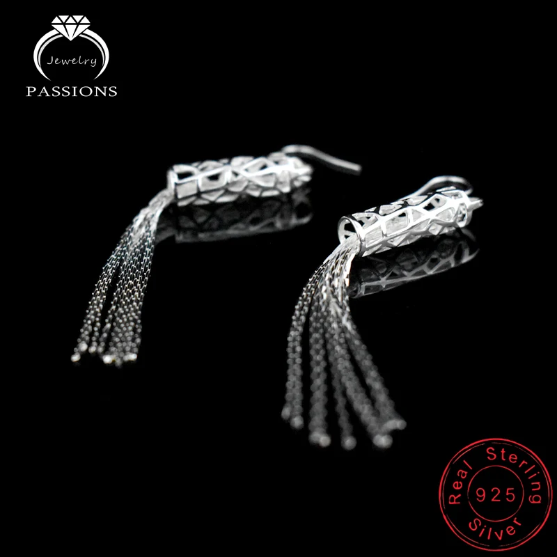 Женские серьги кисточки из серебра 925 пробы в этническом стиле|drop earrings|drop silver