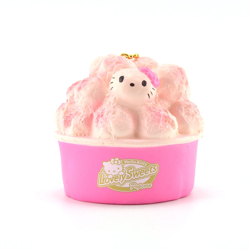 Новый милый рисунок Hello Kitty попкорн мягкими мягкий сладкий розовый Kawaii Cat хлеб
