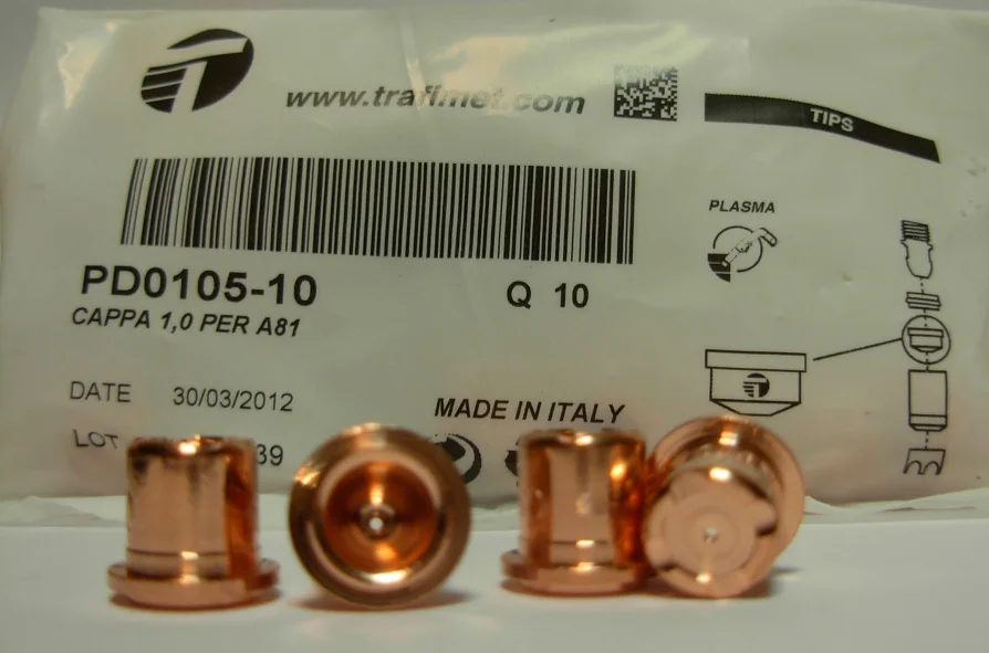 

PD0105-12 Plasma Nozzle Tip Fit Trafimet Ergocut A80/A81/P80 Plasma Torch,PKG/10