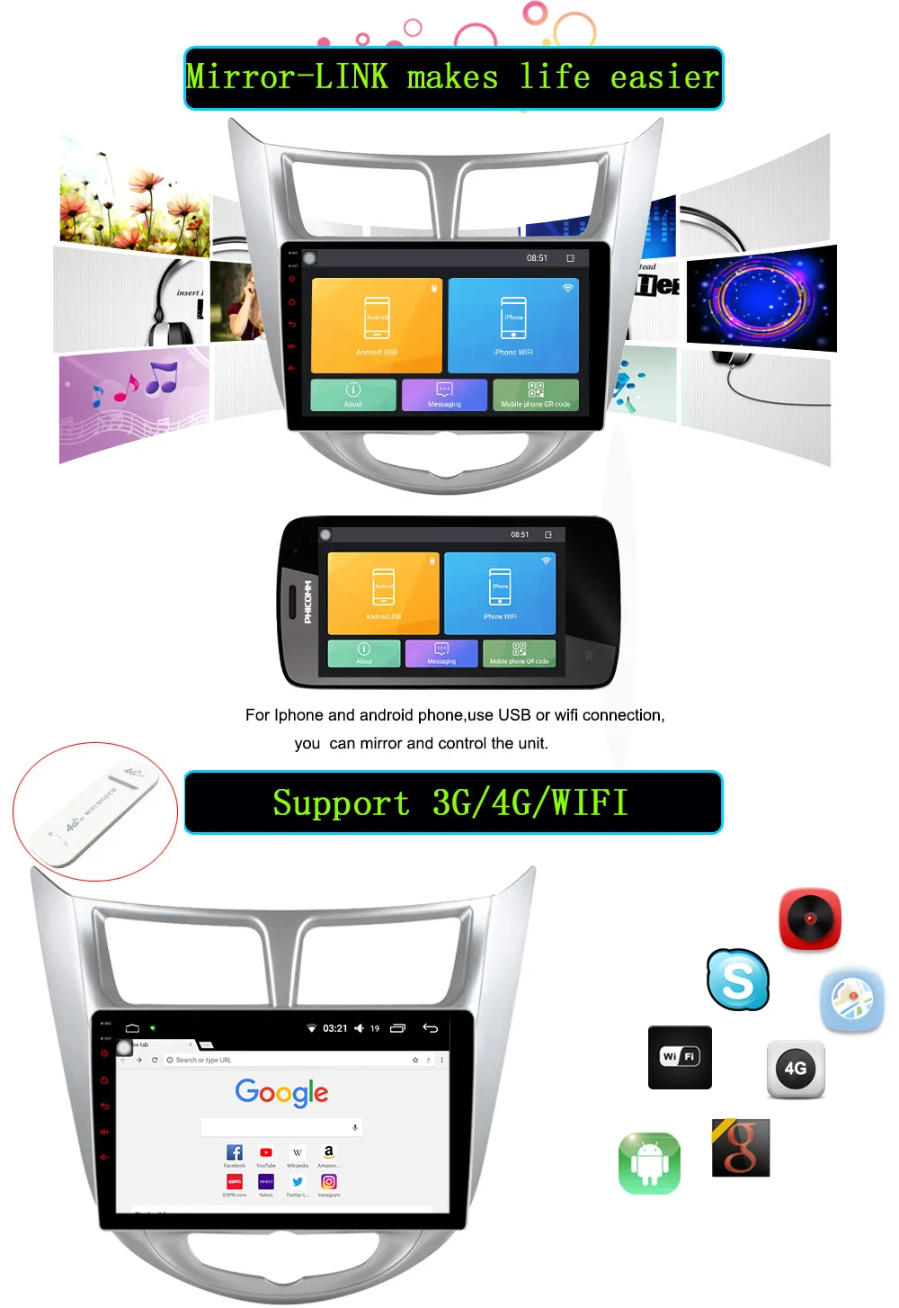 1024600 Android 7.1 Car DVD GPS Player For Solaris Verna Accent Car PC Headunit Car Radio Video Player Navigation