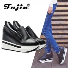 Fujin Brand 2020 Leather Casual Fashion Spring Summer Autumn Wedge Shoes For Women Creepers Female Platform