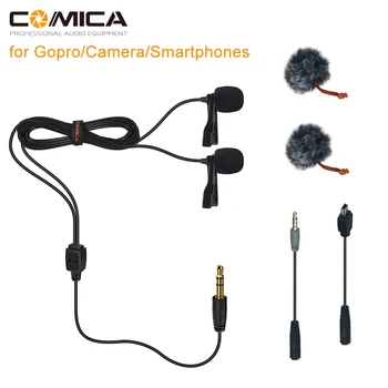

Comica CVM-D02 Dual-head Lavalier Microphone Clip-on Lapel Condense Video Interview Vlog Mic for Smartphone DSLR GoPro Camera