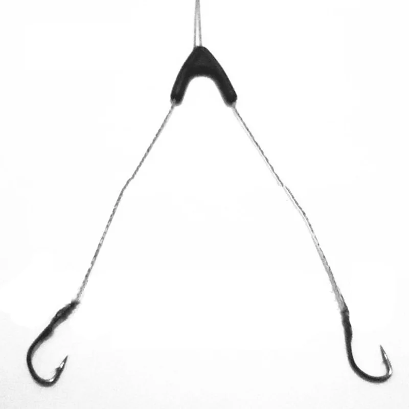 

50 pcs double hooks fishing line contactor device space bifurcation eight type bean revolving line space fishing tool New