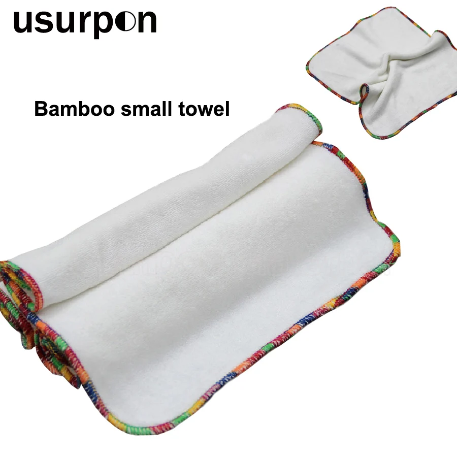 

[usurpon] 5pcs a lot Baby cloth bamboo fiber small towel washable and super soft baby bamboo square wipes reusable