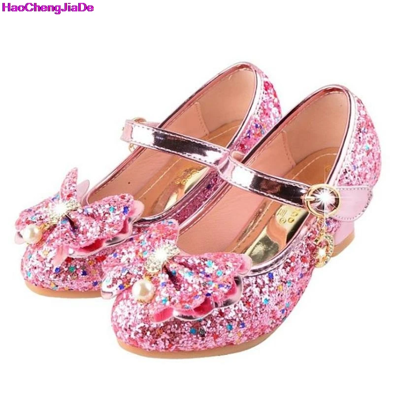 

HaoChengJiaDe Children Shoes Girls Princess Party Shoes For Girls Shoes Leather Dress Fashion Bow Size 26-36 Purple Sweet A118