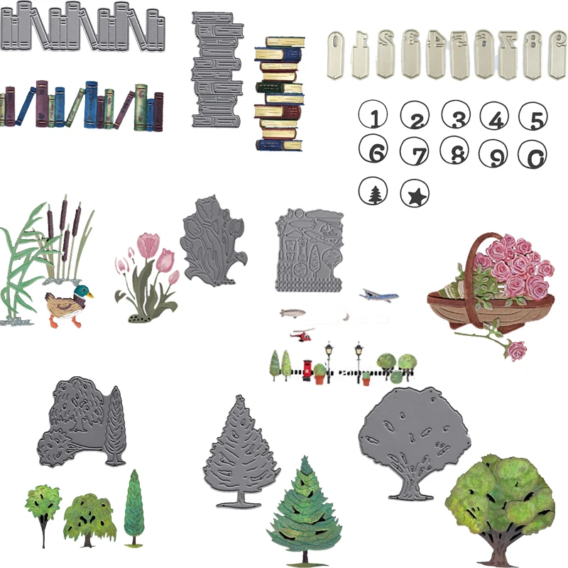 

Books Numbers Wild Tree Flower Metal Cutting Dies Stencil for DIY Scrapbooking Embossing Photo Album Decoration Craft Die Cut
