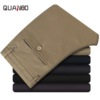

QUANBO Brand High Quality Men's Modal Casual Pants 2018 New Autumn Men Stright Slim Fit Designer Fashion Trousers Plus size 40