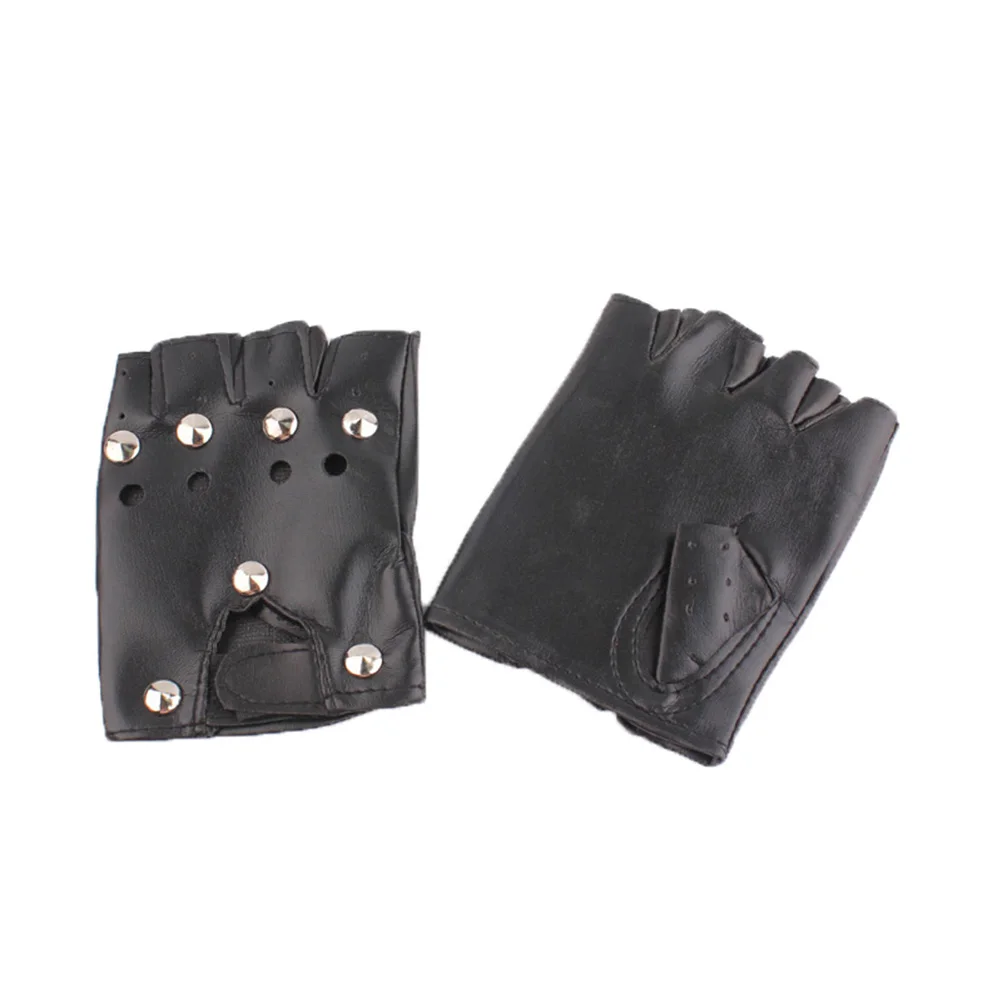 Черные Мотоциклетные Перчатки из искусственной кожи без пальцев, металлические мотоциклетные перчатки в стиле рок, готика, панк