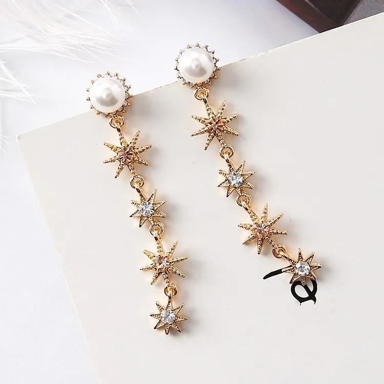 Korean Temperament Star Rhinestone Long Earrings For Women Fashion