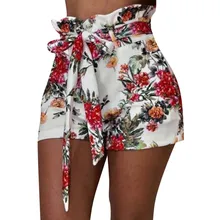JAYCOSIN, новые летние женские шорты, сексуальные, размера плюс, шифоновые, модные, винтажные, необычные, с цветочным принтом, с поясом, с оборками, для пляжа 905119