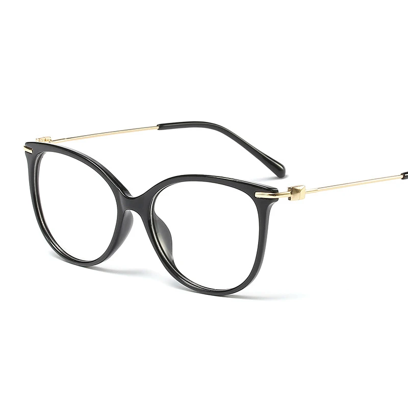 Модная прозрачная оправа для очков в стиле кошачьи глаза, женские черные очки, оправа, винтажные очки с прозрачными линзами - Цвет оправы: C1 Black Clear