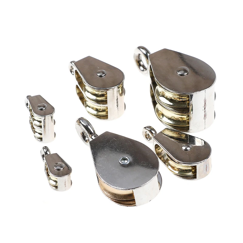 Hot! DIY Metal Sheave Zinc Alloy Fixed Pulley Crown Block And Tackle Lifting Wheel Mini Single/Double Pulley 36/52/75mm