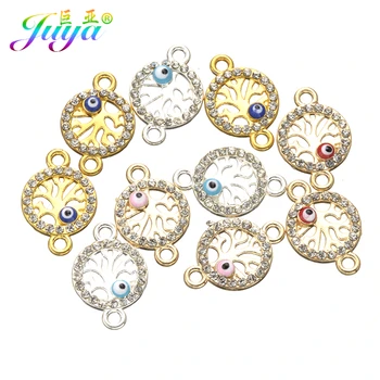 

Tree Of Life Charms Gold/Silver Color Cz Rhinestones Enamel Evil Eye Connectors Accessories For Women Handmade Jewelry Making