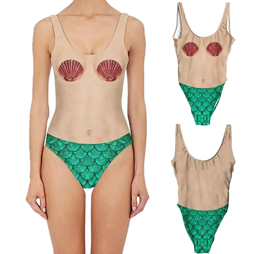 

New Women's Summer Beach Wear Swimming Women Mermaid Thong Bikini Monokini Swimsuit Swimwear Bathing Beachwear strandkleid