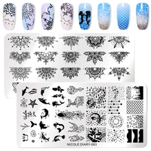 NICOLE DIÁRIO golfinhos Alce Nail Art Stamping Plates Imagem Do Selo Animais Gato Flor Floral Impressão Stencil Template Ferramenta