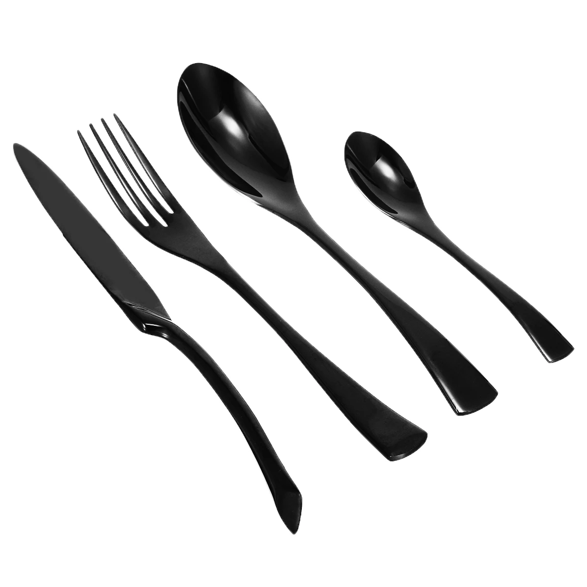 4pcs Stainless Steel Black Cutlery Set Wholesale Cutlery Fork Spoon Teaspoon For Kitchen Dinnerware Tableware