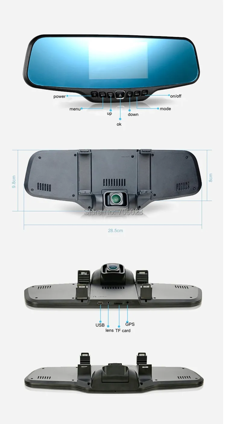 Лучшее автомобильное зеркало заднего вида DVR камера 4," Full HD 1080P видеорегистратор с режимом ночной съемки камера 170 градусов с двумя объективами DVR видеорегистратор