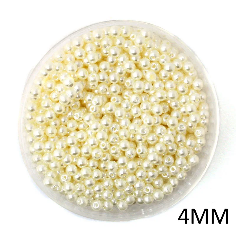 

1000pcs/lot 4MM Ivory Imitation Pearl Beads Jewelry Making Small Round Hole Resin Ball European Wedding DIY Beaded Kids Jewelry