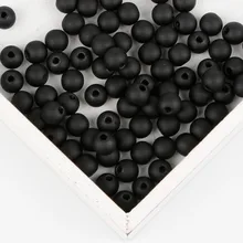 15-200 шт матовые черные акриловые жемчужные круглые бусины с имитацией жемчуга для изготовления ювелирных изделий Размер 6-16 мм