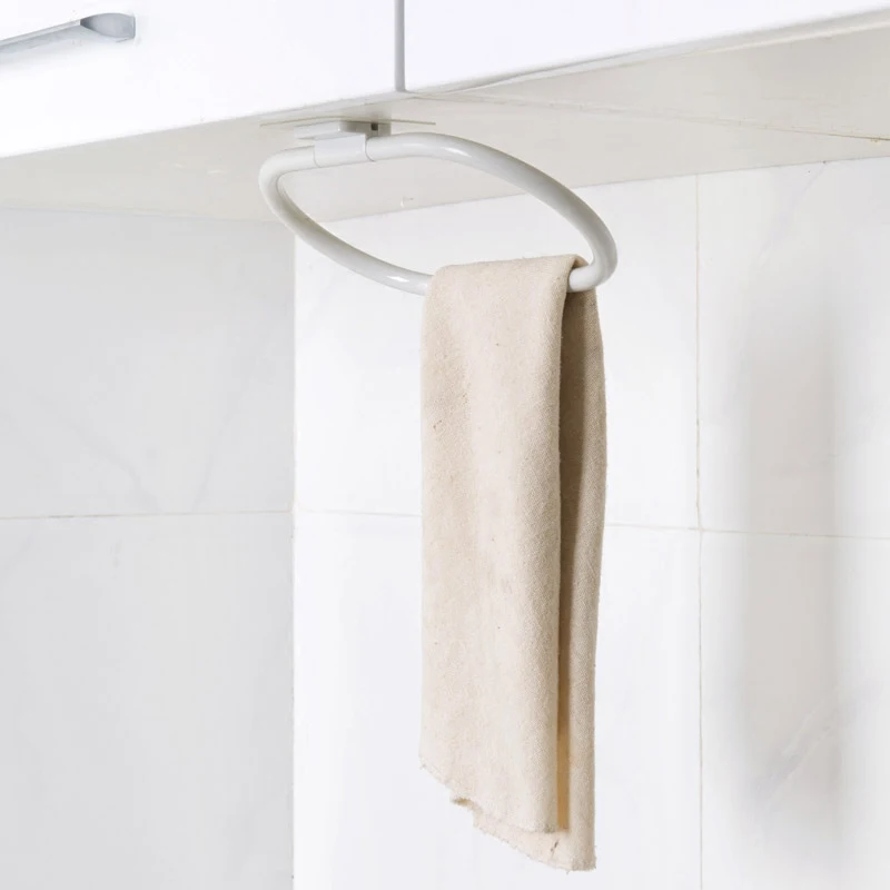 Meyjig ABS Material Punch-free Towel Storage Rack Organizer Kitchen Seamless Rag Hanger Bathroom Hanging Towel Rack Holder1