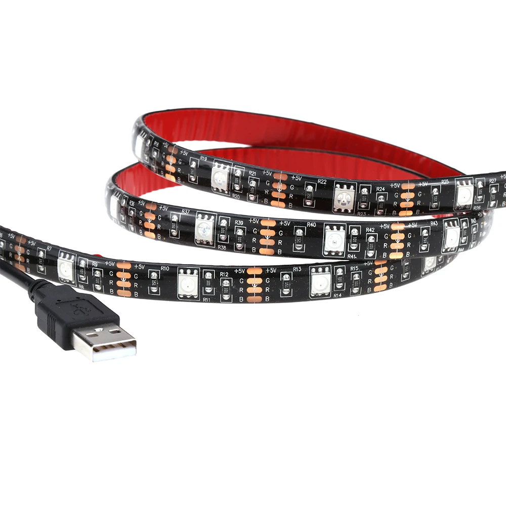0,5/1/2 M 15/30/60 Светодиодные ленты свет SMD5050 USB Гибкая RGB новогоднее; рождественское фон декора ленты лампы для отдыха Garden