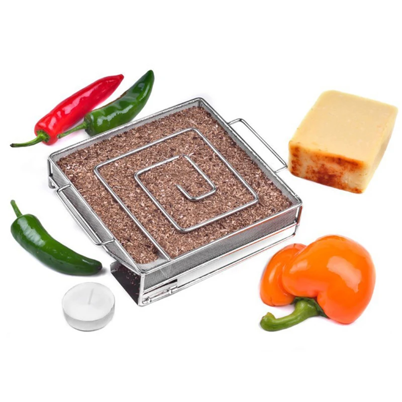 Outdoor Tools Stainless Steel Cold Smoke Smoking Basket Generator Barbecue BBQ Grill Accessories Charcoal Wood Dust Cooking (4)