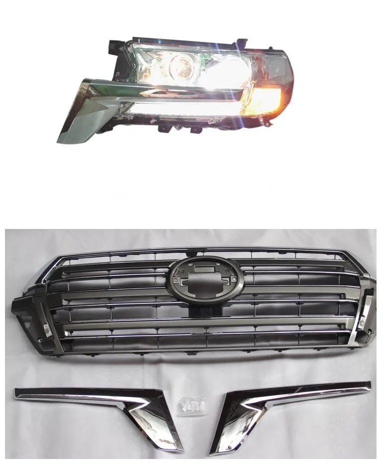 

Factory Supported Car FOR Toyota Land Cruiser 200 LC200 FJ200 2016 Headlight Projector lens Light with Grills