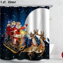 LzL Home Festival 3D Shower Curtain Creative Waterproof Bathroom Curtains Christmas Halloween Home Decor Accessories 12 Hooks   