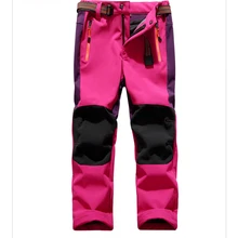 Детские Водонепроницаемые штаны, ветрозащитные теплые флисовые брюки, дождевик для катания на коньках, лыжах, походов, Детские флисовые штаны