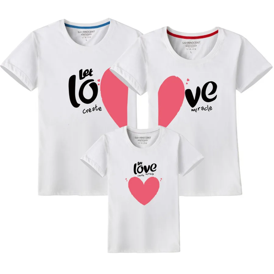 

Family Matching Outfit Summer Short Sleeve T Shirt heart Top Clothes Cotton Mother Father kids love family Together Forever