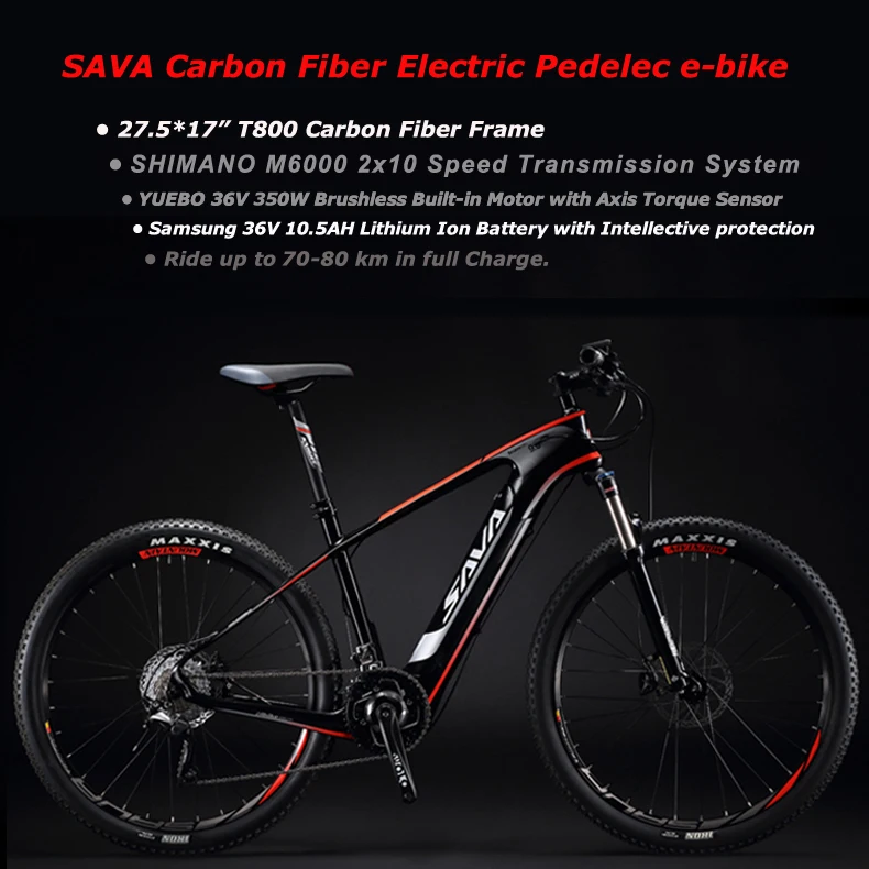 Cheap SAVA Electric Bike 350w ebike Carbon Fiber 36v electric Mountain bike with 36v Hidden Battery ebike 20 speed velo electrique 0