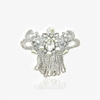 

Free Shipping Wholesale 2pcs/lot rhinestones with pearls Applique tassel Patch shoes decoration ornaments accessories YE13