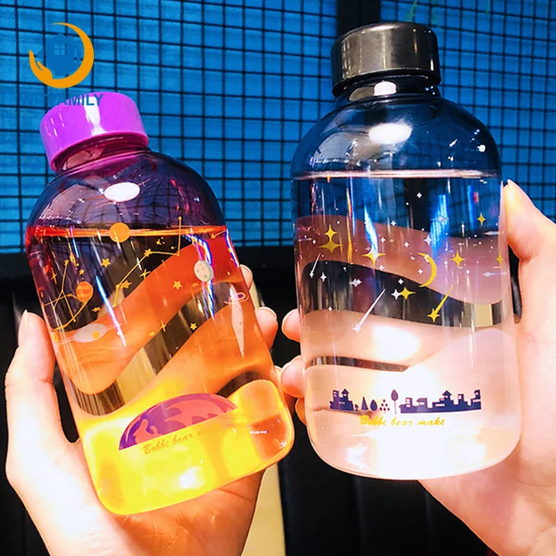 

Starry sky ocean gradient color glass water bottle version of transparent Portable bottle for water tea glass drinking bottle
