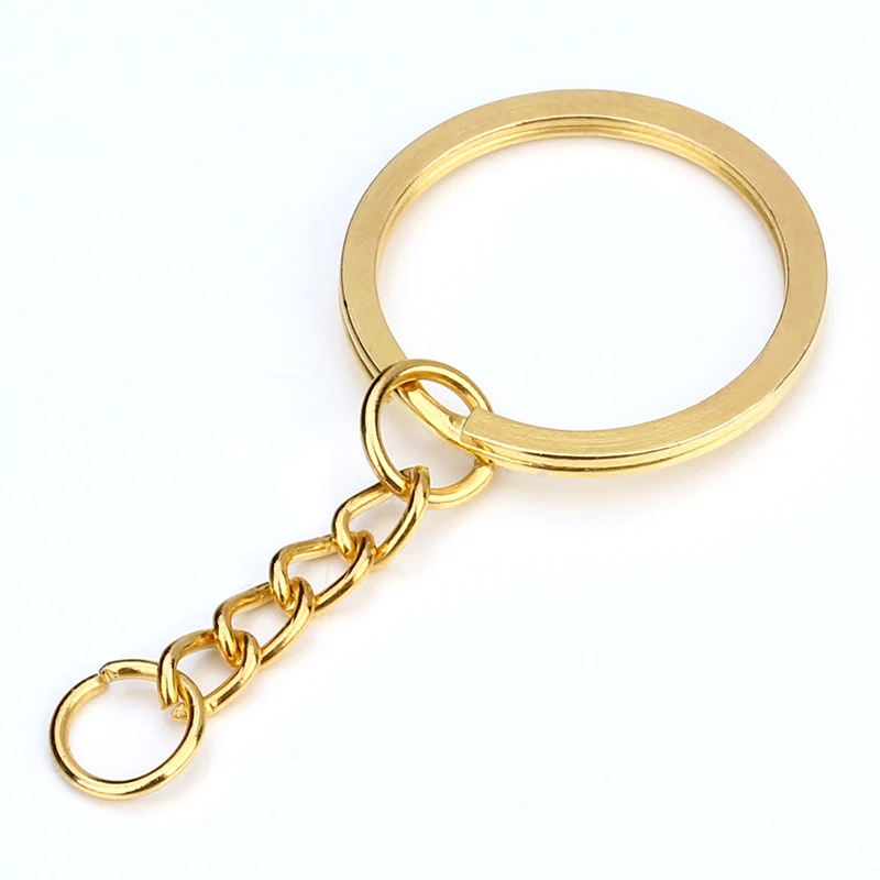 10 шт/лот брелок для ключей Золотой родий античная бронза 60 мм длинный круглый раздельный брелок для ключей ювелирные изделия оптом - Цвет: gold